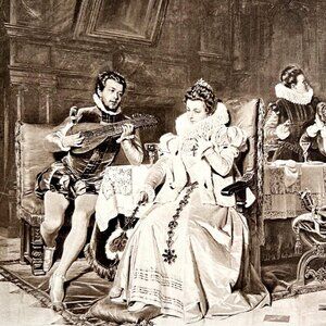 Mary Stuart Queen Of Scots And Rizzio War Gravure Victorian 1894 Art DWS11